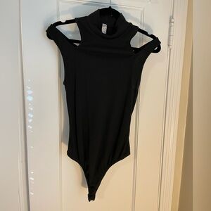 Free People Black Ribbed Turtleneck Bodysuit